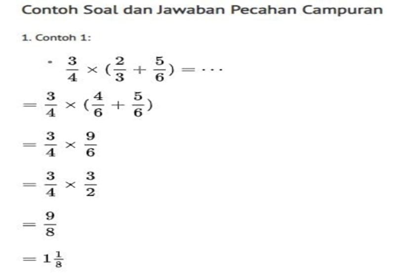 Pecahan Campuran - Contoh Soal dan Jawaban - PINTERPandai