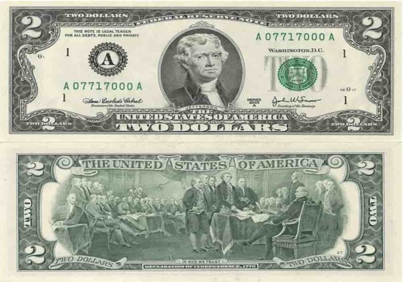  Uang  Kertas 2 Dolar Amerika Serikat 2 US  Sejak 1776